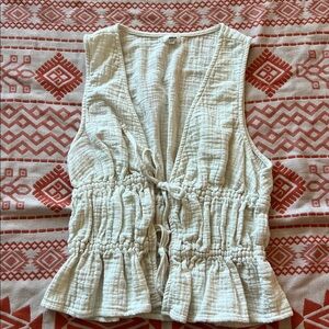 Aerie Cream Sleeveless Tank with Tie